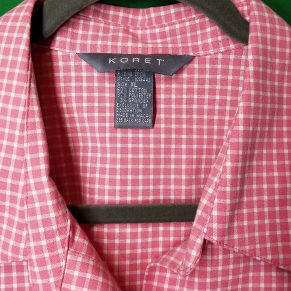 Vintage Koret Women Shirt Check Patchwork Quilted Buttoned Pink & White, XL - Picture 7 of 7